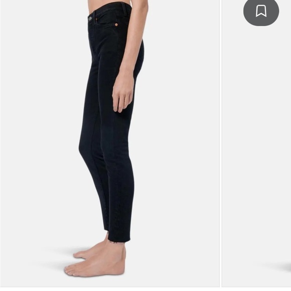 Re/Done Comfort Stretch High Rise Ankle Crop In Black 25 Y2K Grunge Punk - Picture 11 of 15